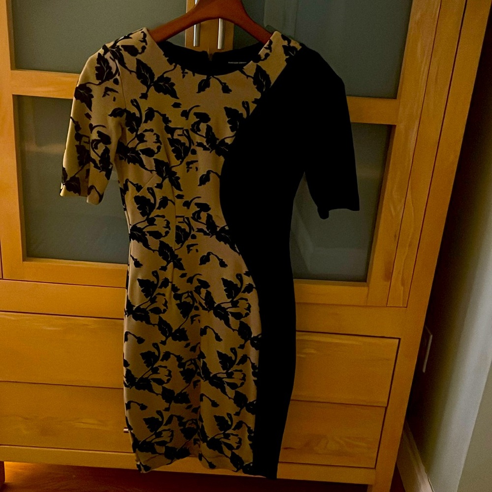 French Connection black and tan dress